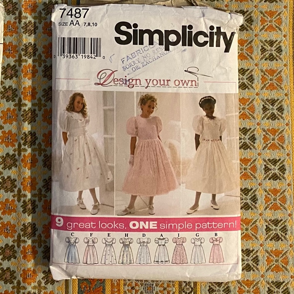 Vintage girls dress sewing pattern